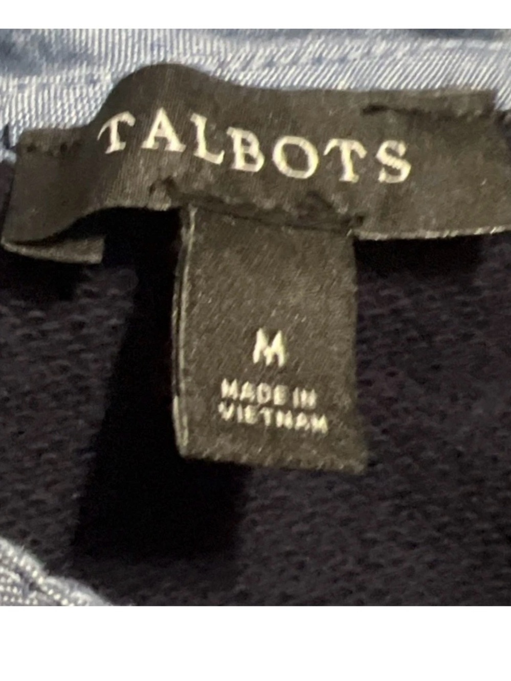 Talbots Girls Navy Sweatshirt with Scalloped Light Blue Collar - Picture 3 of 7